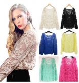 Blusa Renda Guipir Manga Longa