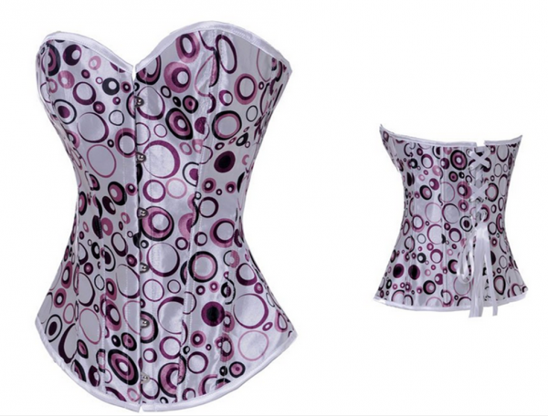 Corset Overbust Círculos Roxos